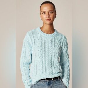 J. Crew Cable Knit Crew Sweater Icy Blue s M